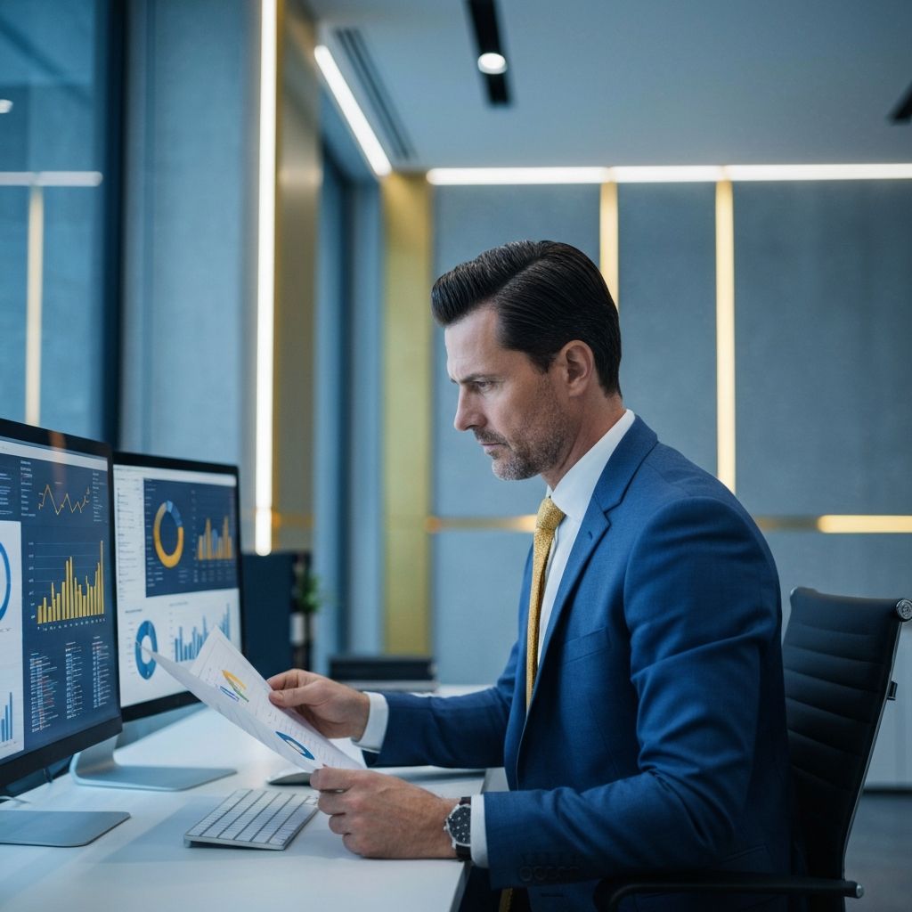 Profesjonalna analiza finansowa - ekspert przeglądający wykresy i dane